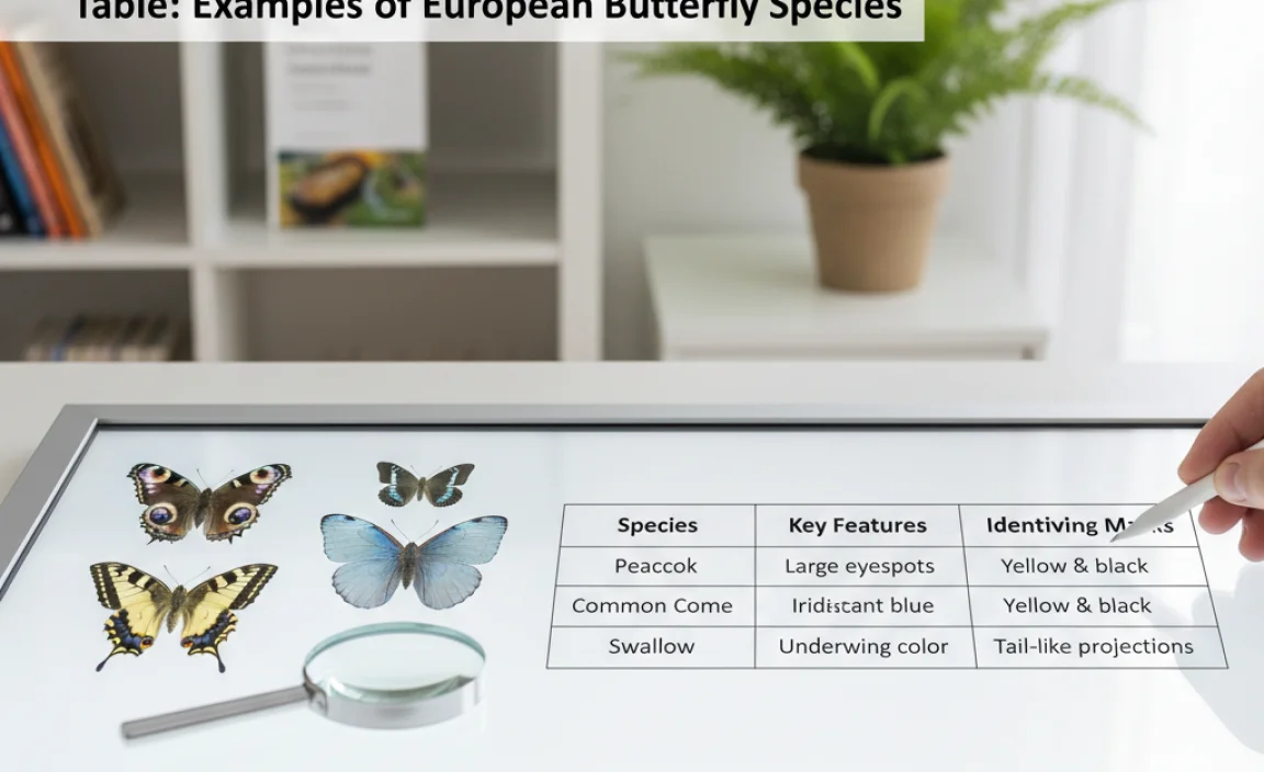 Table: Examples of European Butterfly Species and Their Identifying Features